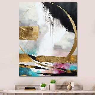 Designart "Gold And Black Geometric Enchantment Ii" Abstract Marble